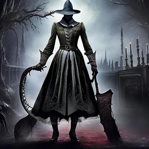 Prompt: doroty from oz in bloodborne setting


