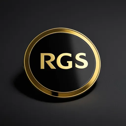 Prompt: a RGS pin with the words RGS on it and a black background with a gold circle around it, Ceri Richards, regionalism, fine detail, a digital rendering