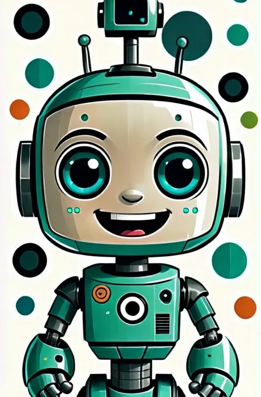 Prompt: Design a distinctly 2D, cartoon-style robot with a pleasantly surprised expression, perfect for discussing artificial intelligence in presentations. The robot should be illustrated in bright silver and blue colors. It must have a flat, round head with very large, wide-open eyes and a small, open mouth in a circular 'Oh!' shape, highlighting a surprise. The robot's hands should be slightly raised in a typical surprise gesture. Ensure the background is plain white to focus on the 2D character