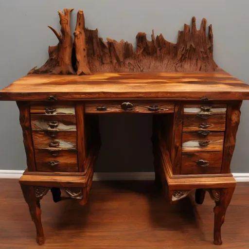 Prompt: creepy wood desk