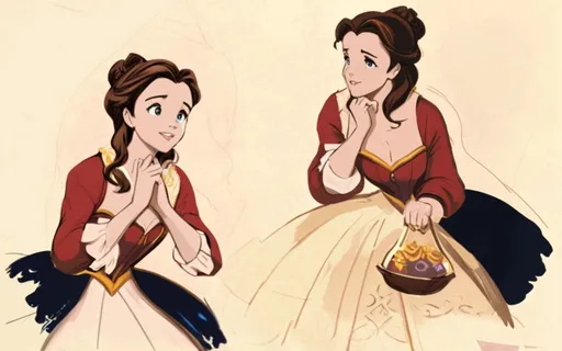 Prompt: anime, girl, detailed, Belle from beauty and the beast concept art, Version of Belle,
Disney,