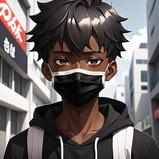 Prompt: Anime black boy with mask
