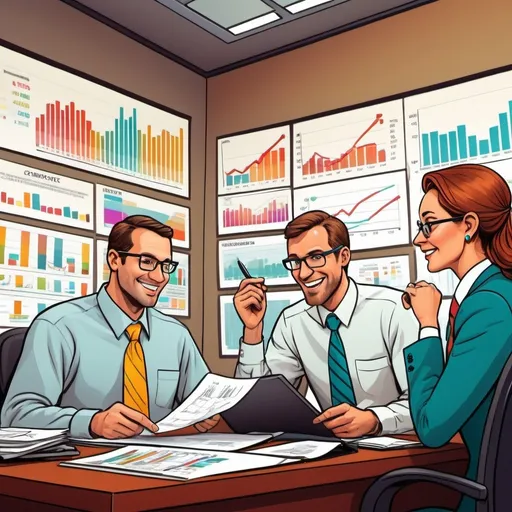 Prompt: 1200 * 600 high definition cartoon image of for a website to analyse your stocks portfolio performance
