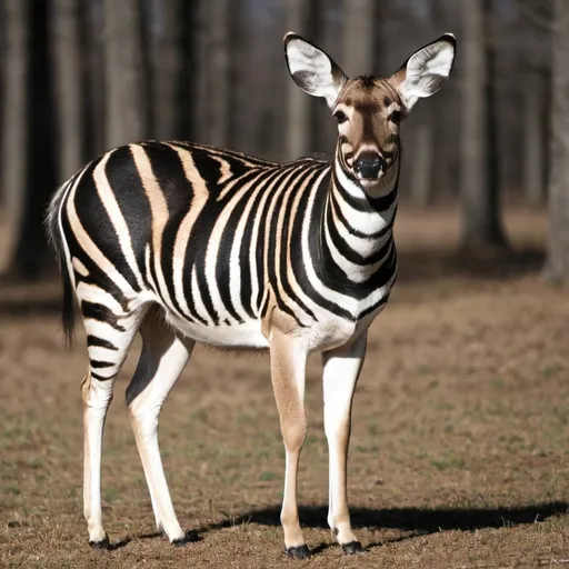 Prompt: Zebra striped whitetail deer