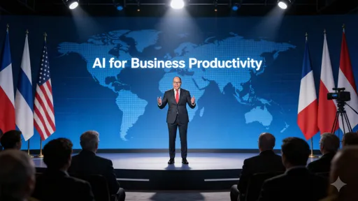 Prompt: @DZCWaG1ssYB0CSnpbeRs "SEY delivering a keynote on AI for business productivity at an international training webinar conference, world flags behind him, 4K cinematic ultra-wide view, dramatic lighting, shallow depth of field, professional camera movement, crisp focus, global executive audience, high-end lenses realism"