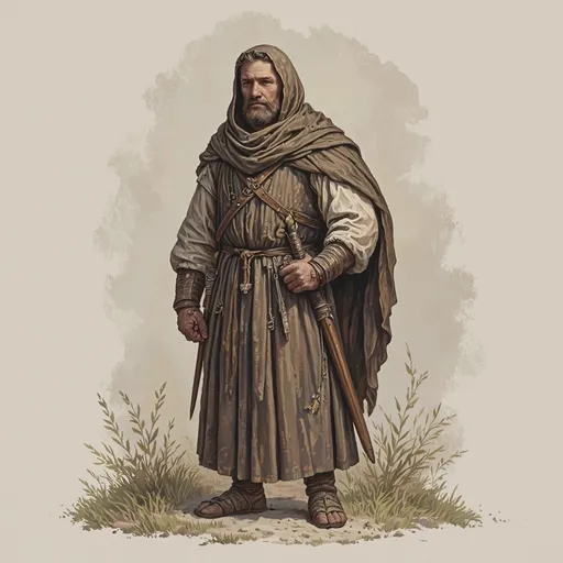Prompt: Medieval character, default peasant;  without background;