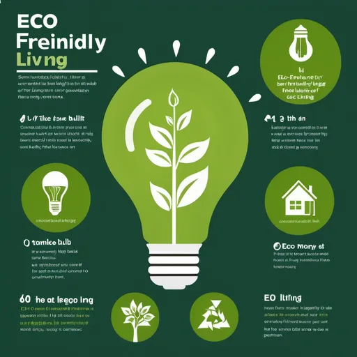 Prompt: **Infographic Description**:  
Create an infographic focused on the benefits of eco-friendly living, using a clean and simple design. The infographic should be divided into three sections, each containing an icon and a short description of eco-friendly actions people can take to save money and help the environment.

1. **Section 1**: 
   - **Icon**: An LED lightbulb.
   - **Text**: "Use 25% less energy with LED lights."

2. **Section 2**: 
   - **Icon**: A solar panel.
   - **Text**: "Save up to 50% on electricity with solar power."

3. **Section 3**: 
   - **Icon**: A reusable bag.
   - **Text**: "Cut out 500 plastic bags per year with reusables."

**Additional Instructions**:
- At the top of the infographic, include the title: **"How You Can Save with Eco-Friendly Choices"** in large, bold text.
- Use clean lines, modern fonts, and a color palette with green tones to reflect an eco-friendly theme.
- Include a pie chart at the bottom showing a breakdown of savings:
  - **30%** from energy-efficient appliances,
  - **25%** from reducing waste,
  - **45%** from renewable energy sources.