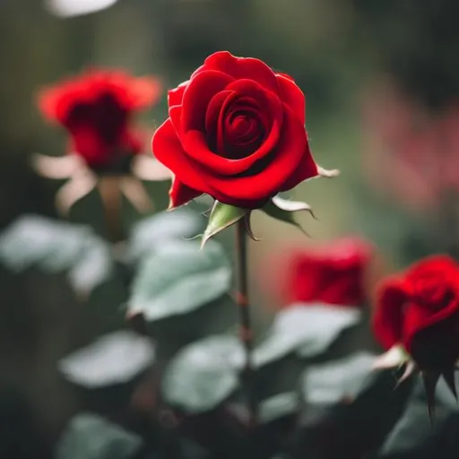 Prompt: a red rose blooming up

