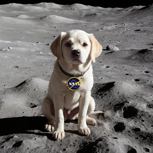 Prompt: make dog image on moon for a mission