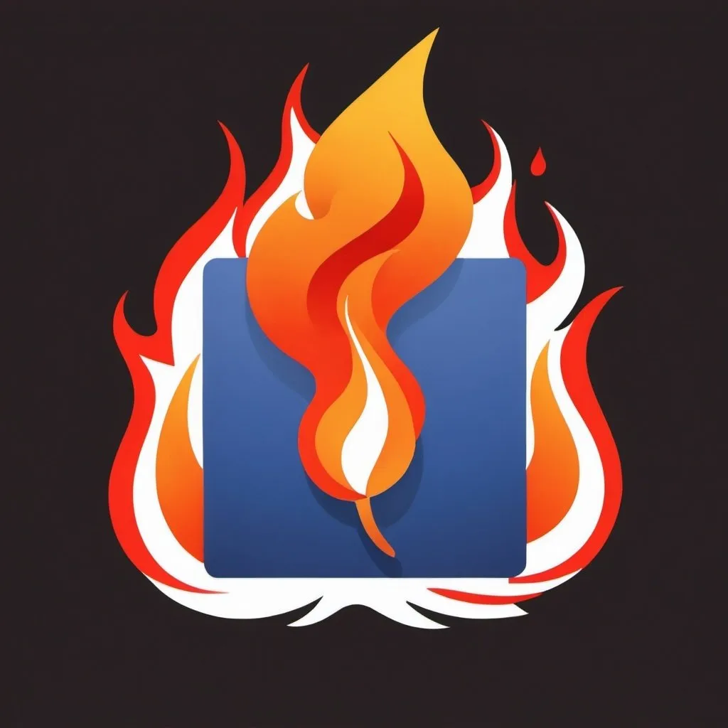 Prompt: Facdbook logo burning with flames 