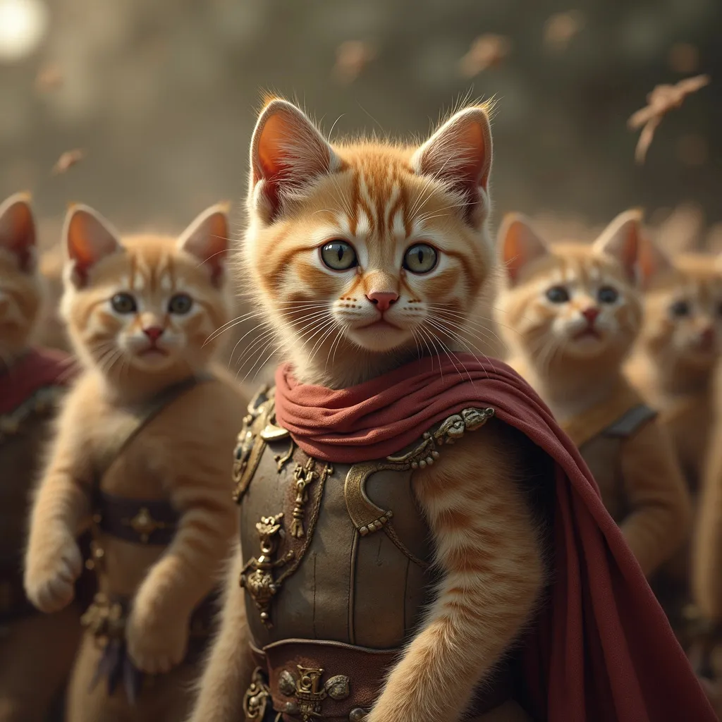 Prompt: Hyper-realistic roman legion of kittens