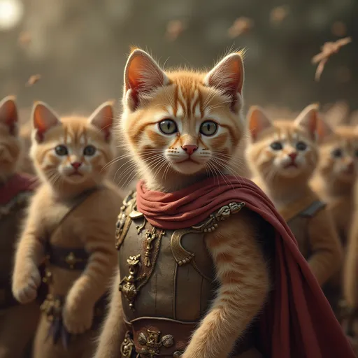 Prompt: Hyper-realistic roman legion of kittens