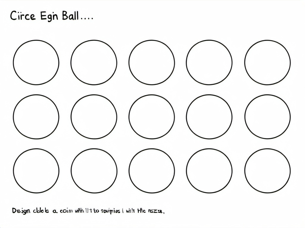 Prompt: Circle 1: Turn it into a donut by adding icing and sprinkles.
Circle 2: Create a clock face.
Circle 3: Make it a steering wheel by adding spokes.
Circle 4: Turn it into a face by adding eyes, a nose, and a smile.
Circle 5: Design a basketball by adding lines to indicate the texture.
Circle 6: Sketch a flower with petals emanating from the circle.
Circle 7: Make it a globe by sketching continents.
Circle 8: Design a bicycle wheel.
Circle 9: Turn it into a pizza with toppings.
Circle 10: Draw a camera lens.
Circle 11: Make it the face of a clock with numbers.
Circle 12: Sketch a sun with rays.
Circle 13: Create a pool ball.
Circle 14: Draw a coin.
Circle 15: Sketch a globe or a planet.