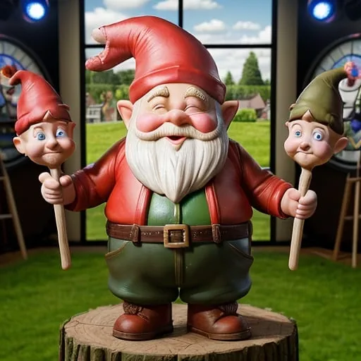 Prompt: Daytime show The Gnome Show invites popular 90s tv show host Sir Brownlog Puddlebum of Gnomes Homes Under the Bargain Hunt Hammer fame into the studio to discuss his upcoming new series to be aired on The Gnome Channel.