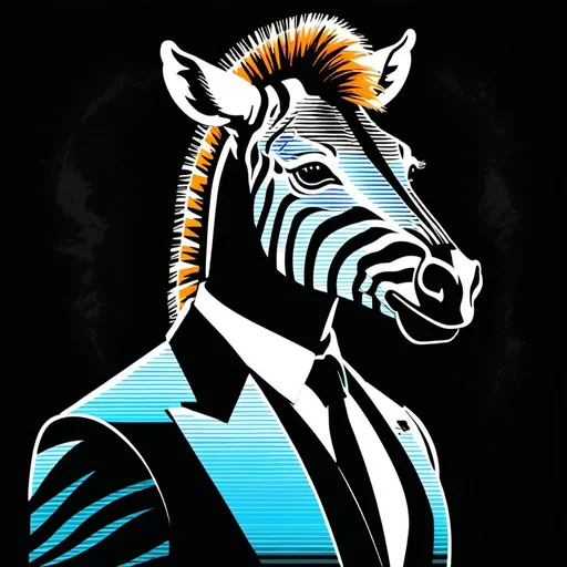 Prompt: anthropomorphic zebra as a Villain from classic James bond movie, contrasting colors, atmospheric lighting, pulp poster