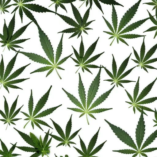 Prompt: weed leaves over white back ground, as pattern to be used in Photoshop