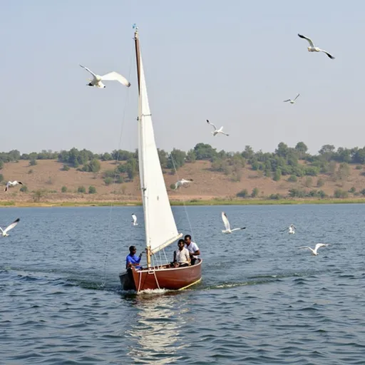 Prompt: Boat sailing on Lake Victoria Kenya