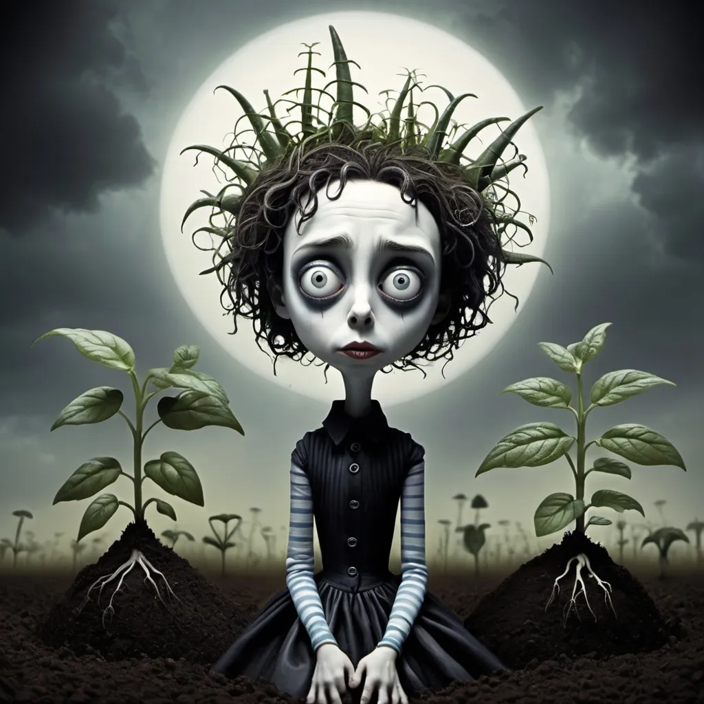 Prompt: I’ll plant myself, too by Tim Burton