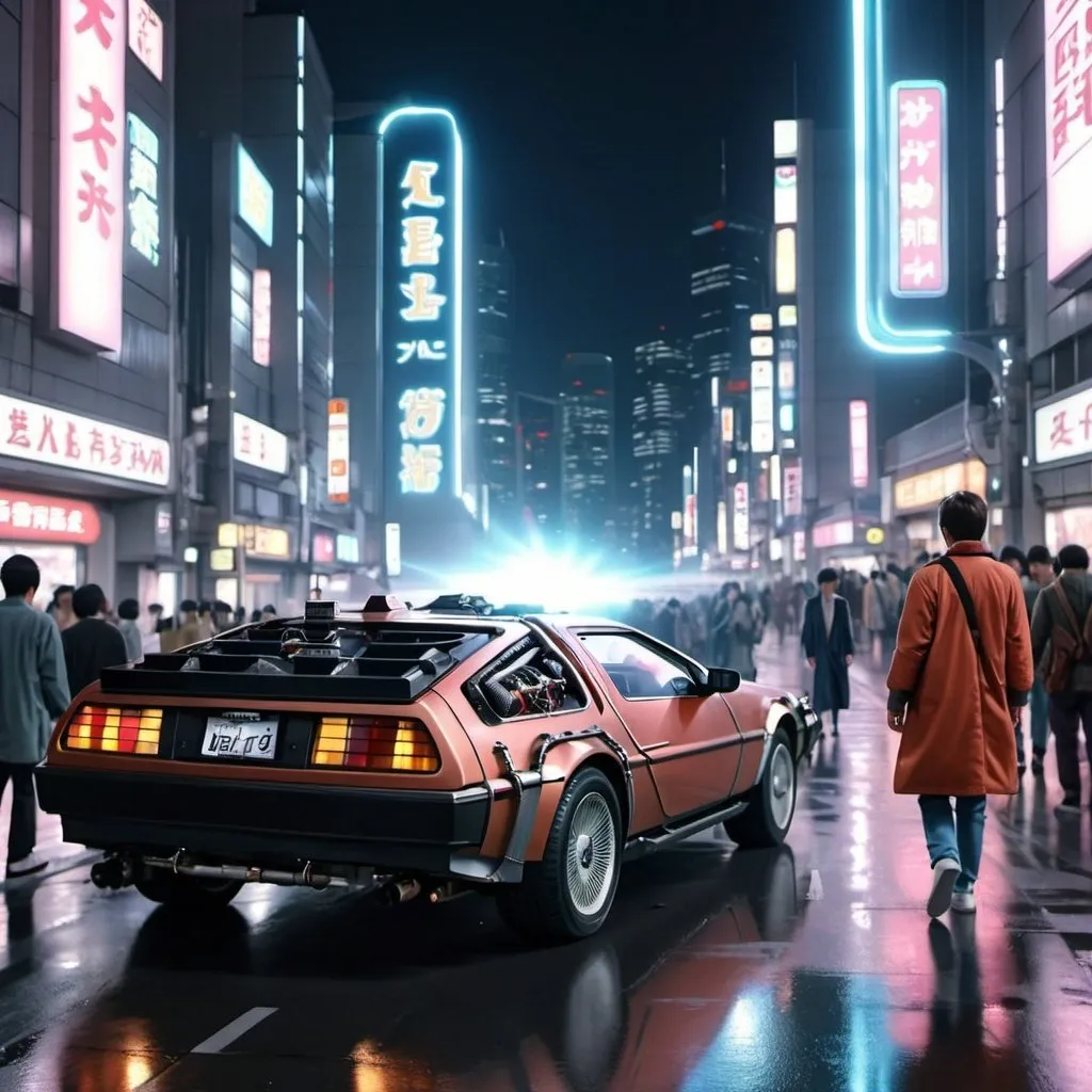 back to the future movie scene anime 8k style design...