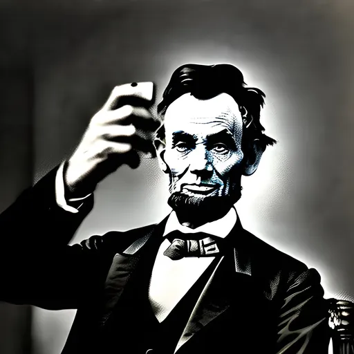 Prompt: Abraham Lincoln taking himself a selfie
