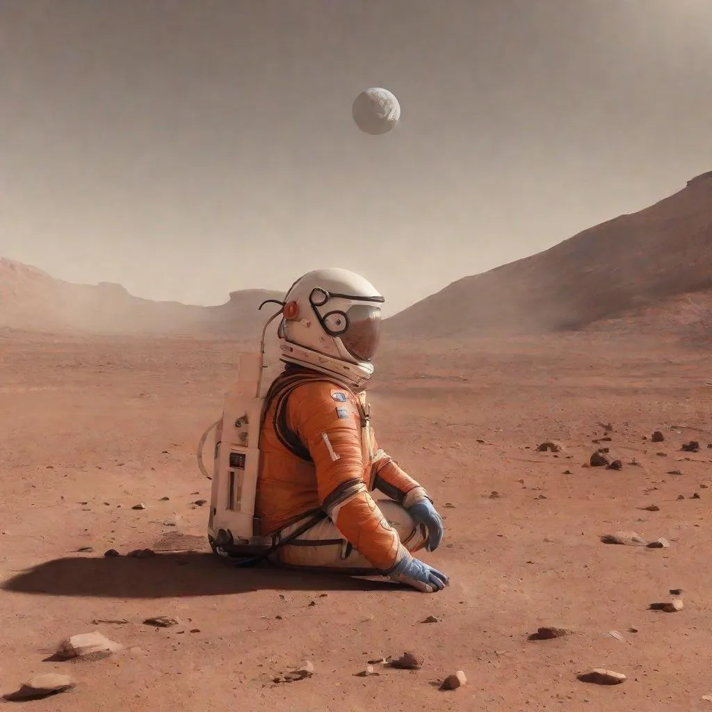 Prompt: sitting on mars 
