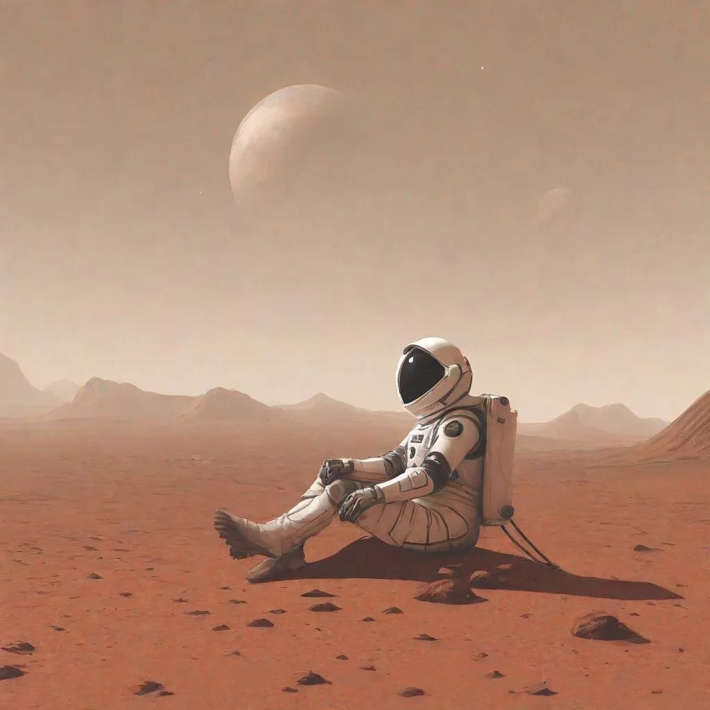 Prompt: sitting on mars 
