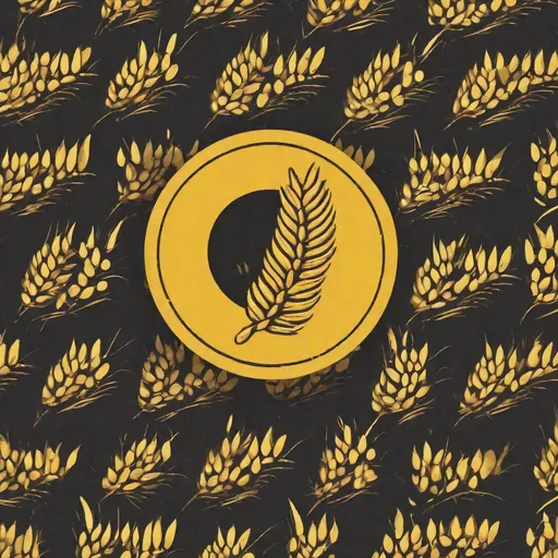 Prompt: create a logo for a sunscreen company that has a yellow circle, wheat and a sickle 
