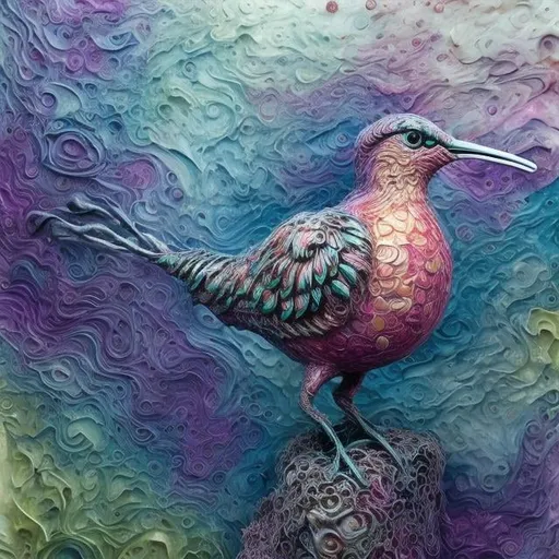Prompt: "<loata:Impasto1:1.2> <lora:Swaaaaash:1.0> <lora:PanGalacticGB:1.0> hoopoe by Kinetic Wet felting art by artist "Glassblowing": ; zentangle - ghostly colors, 3D depth of field, ethereal chrome, Geometrically surreal, by Eni Oken , smooth polished hyperdetailed related fluid lines, soundwaves"
