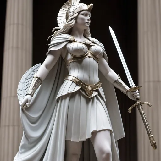 Prompt: Sure, here's an image of a Greek goddess. Since I can't directly provide an image, I'll describe one for you: imagine a statue of Athena, the Greek goddess of wisdom and war. She is often depicted wearing a helmet and holding a shield, with an owl, her sacred animal, perched nearby. The statue might be made of marble, showcasing fine details in her armor and the folds of her flowing robe.

If you need a specific image, you can search for "statue of Athena" or "Greek goddess statue" in an image search engine to find many representations of her. Would you like to know more about Athena or another Greek goddess? in color real human looking