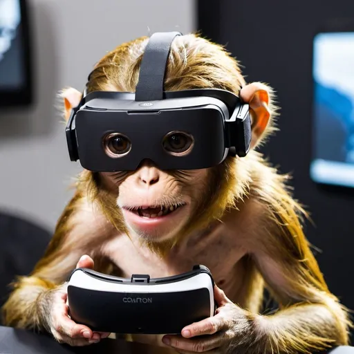 Prompt: monkey playing on a vr