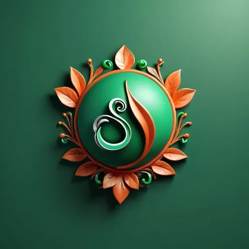 Prompt: REALISITIC LOGO WITH 3D DESIGN, AND A GREEN BACKGROUND WITH BEAUTIFUL 3D SCUPTURE