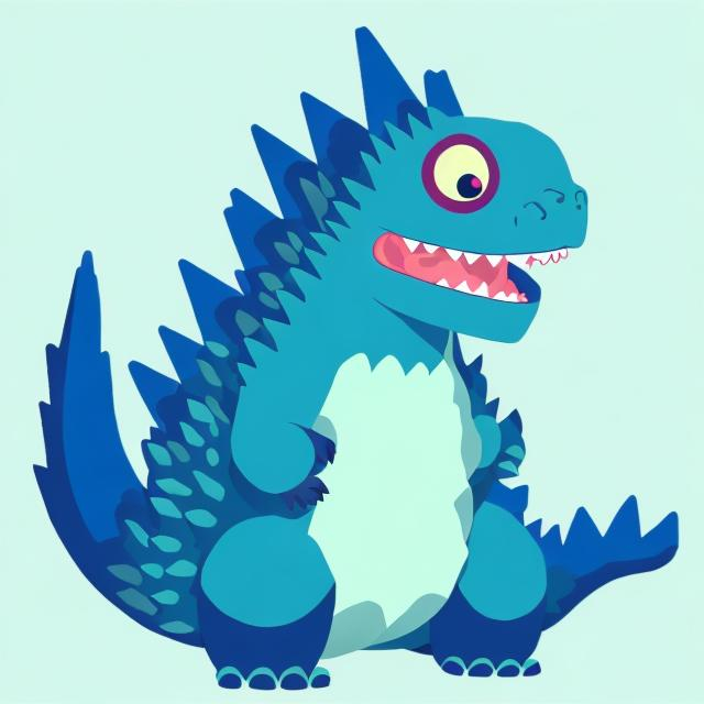 Prompt: Kawaii godzilla with cute face
