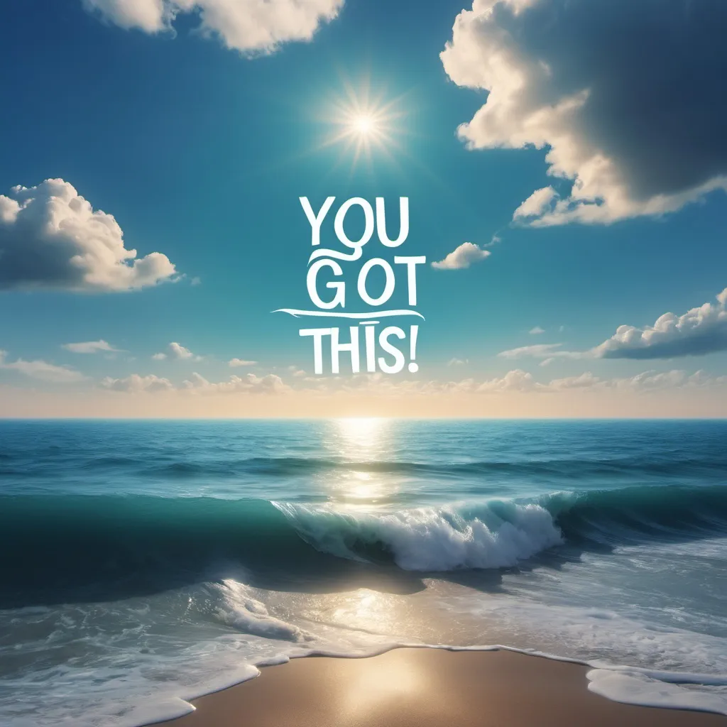 Prompt: "you got this" the ocean and sky as background