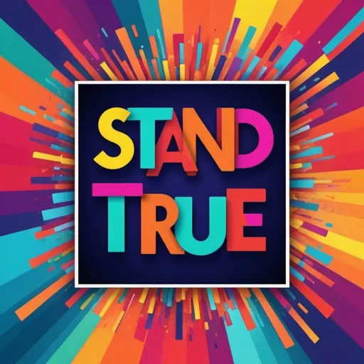 Prompt: Create a square song cover with the song title being Stand True. This is an upbeat pop song. Make the cover colorful and a little abstract and fun