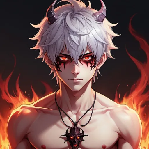 Prompt: Hot Anime demon boy 
