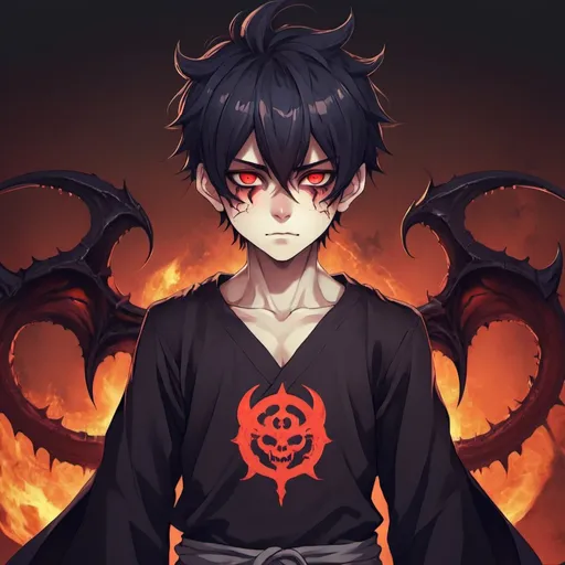 Prompt: Anime demon boy 
