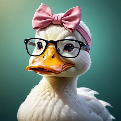 Prompt: a cartoon duck wearing glasses and a headband, detailed duck, fantasy duck concept portrait,   illustration of a duck , d beautiful art uhd 4 k,  spring fashion, artbreeder. high quality art