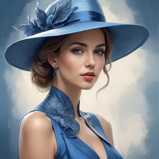 Prompt: a woman in a blue dress and hat, woman with hat, elegant woman, digital art of an elegant, beauty woman with detailed faces, beautiful portrait image, blue fedora, elegant digital painting, elegant photorealistic, beautiful fantasy portrait, elegant lady, beautiful woman face, beautiful fantasy art portrait, beautiful portrait of a woman, elegant portrait, beautiful woman portrait, very beautiful portrait