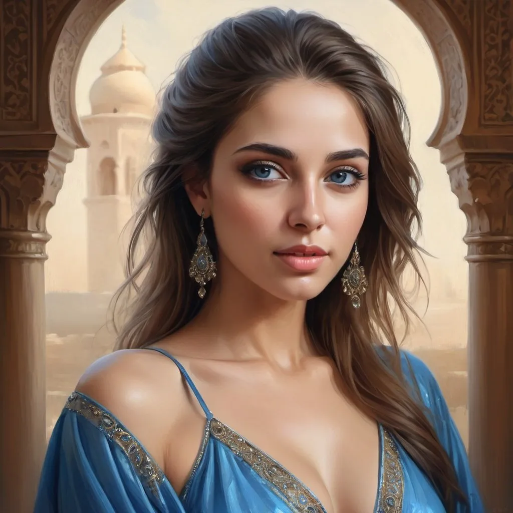 Prompt:  a painting of a woman in a blue dress, beautiful fantasy art portrait, beautiful fantasy portrait, beautiful fantasy painting, arabian art, beautiful portrait oil painting, detailed beautiful portrait, beautiful character painting, very beautiful fantasy art, beautiful female portrait, painting of beautiful, gorgeous digital painting, beauty woman with detailed faces, in stunning digital paint, beautiful digital painting, beautiful portrait image