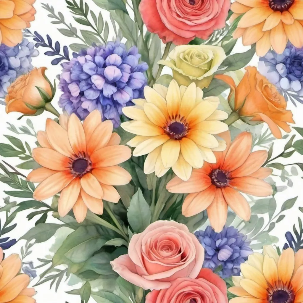 Prompt: bouquet of flowers, realistic watercolor, breathtaking digital art, computer graphics, with distance, very beautiful, soothing.