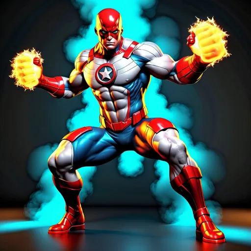 Prompt: fire power superhero, 3d character, full-body digital illustration, high quality, detailed texture, high-res, trending on artstatio no mask