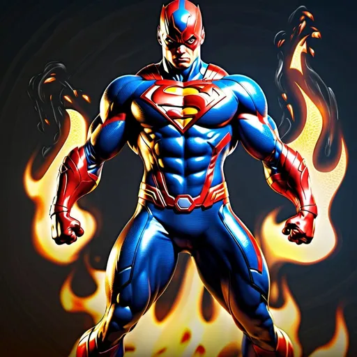 Prompt: fire power superhero, 3d character, full-body digital illustration, high quality, detailed texture, high-res, trending on artstation morenito