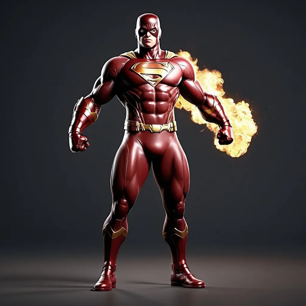 Prompt: fire power superhero, 3d character, full-body digital illustration, high quality, detailed texture, high-res, trending on artstation morenito