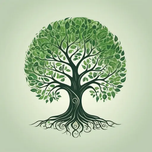 Prompt: the best tree type if I want a tree to express the wisdom and education and learning and with very deep root and very high in the sky, but do it as logo, with green color to my brand with color palet 