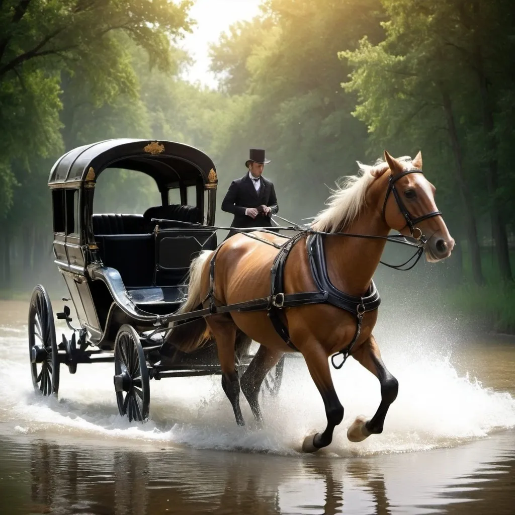 Prompt: horse drown carriage, beautiful, galloping
