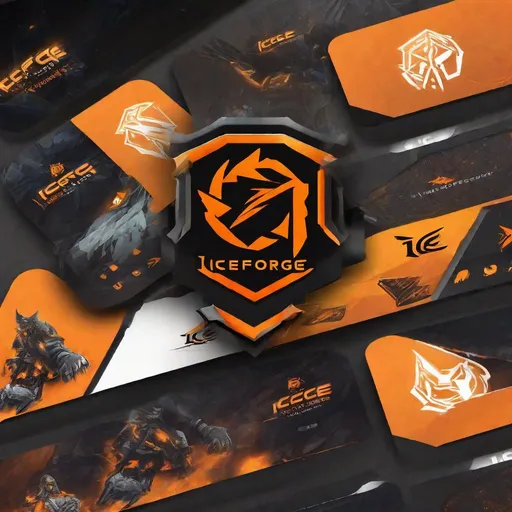 Prompt: website Design for a creative and visually appealing logo for a keyboard brand called "iceForge." The logo should reflect the brand's identity as a vibrant, dark and mystic company specializing in esports equipments. background with orange and dark theme