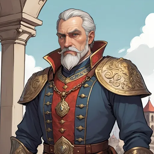 Prompt: I want a nobility time warden that is cartoonish and drawn with lots of color
