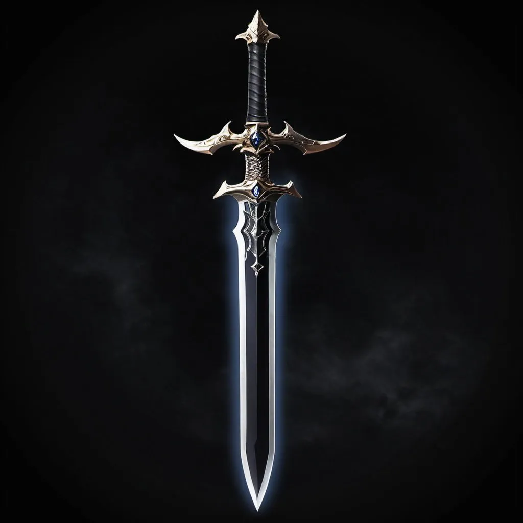 Almighty black sword with a dark aura around it near...