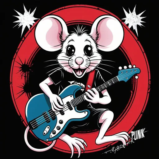 Prompt: Design cover logo album, band punk rock mouse, digital art