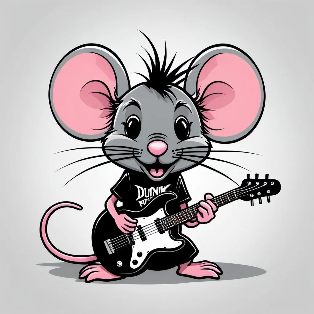 Prompt: Design cover logo album, punk rock mouse, digital art